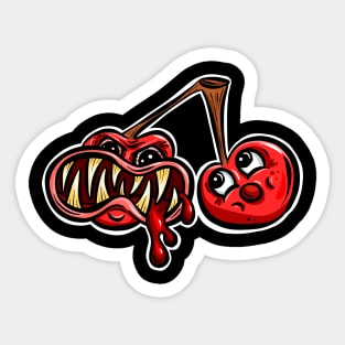 Angry Cherry Cartoon Character Twins Sticker Design Sticker